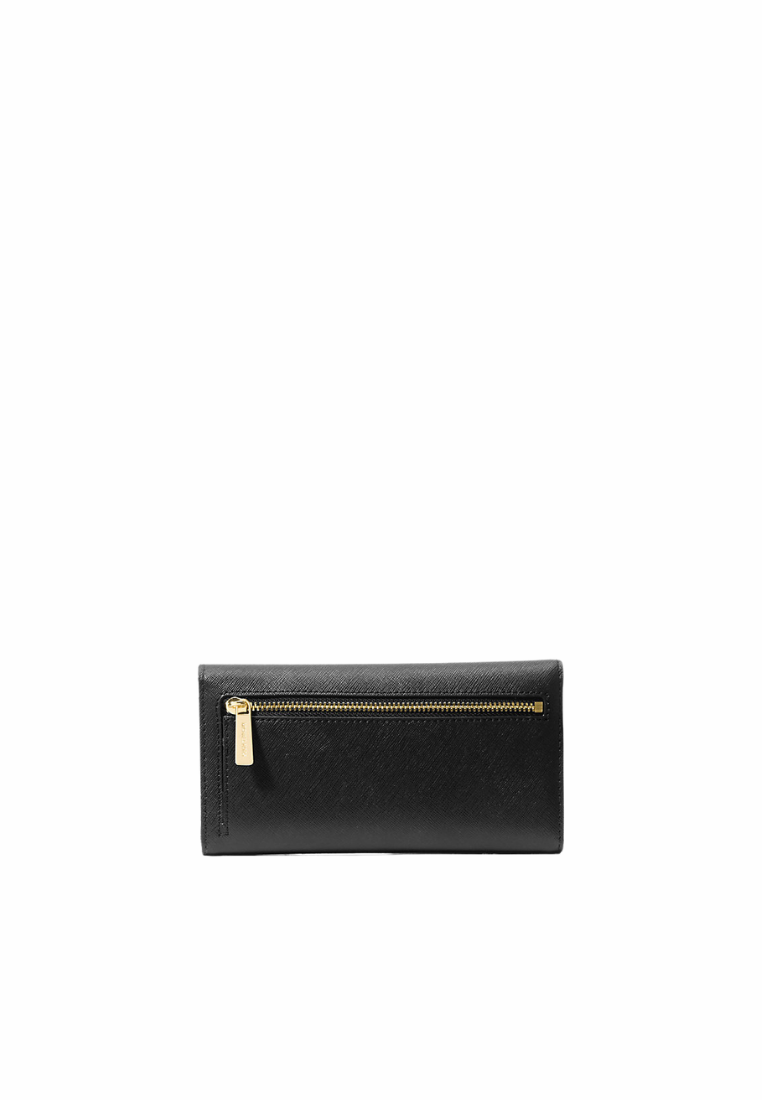 ( PREORDER ) Michael Kors Jet Set Travel Crossgrain Leather Tri-Fold Wallet In Black 35S8GTVF7L