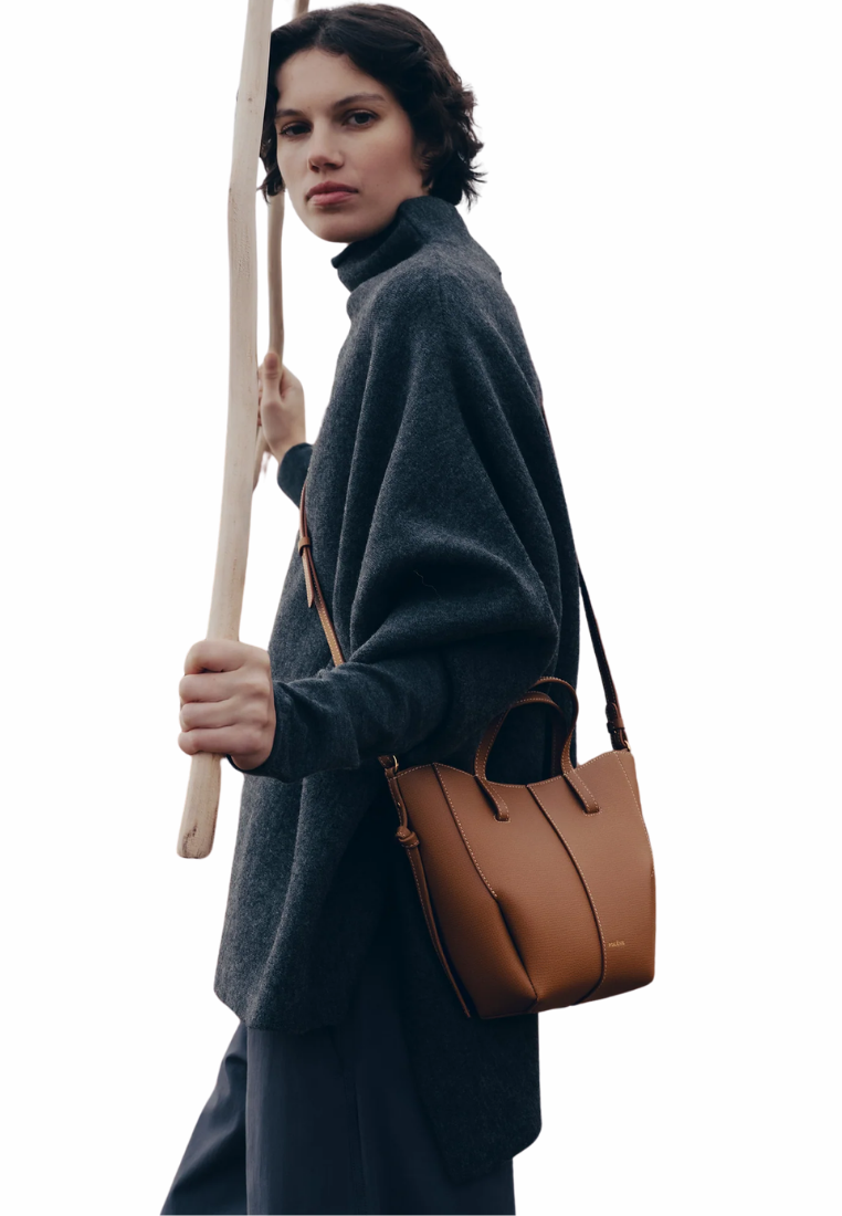 ( PREORDER ) Polene Cyme Nano Tote Bag In Textured Camel