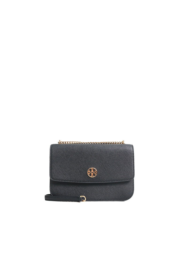 Tory Burch Emerson Saffiano Leather Shoulder Bag In Black 159585