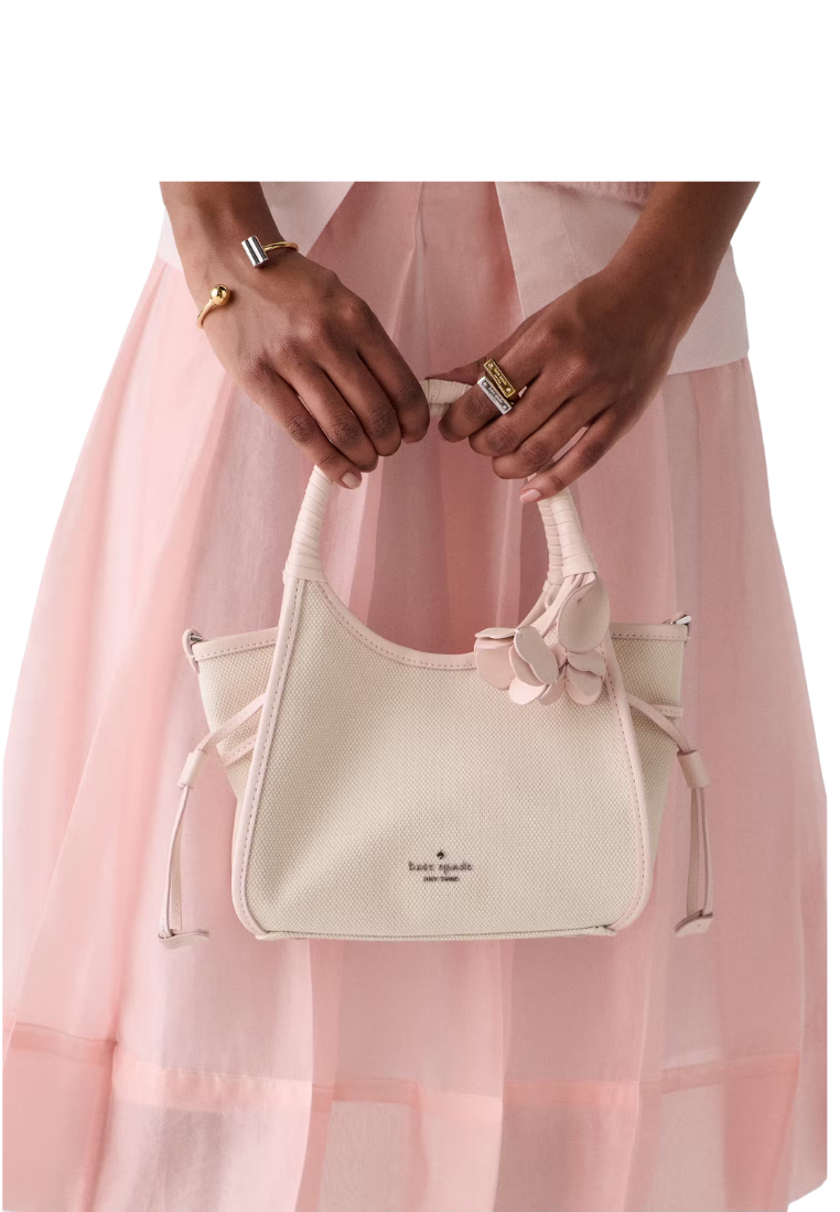( PREORDER ) Kate Spade Stash Canvas Floral Small Carryall Bag In Pearl Pink Multi KN646
