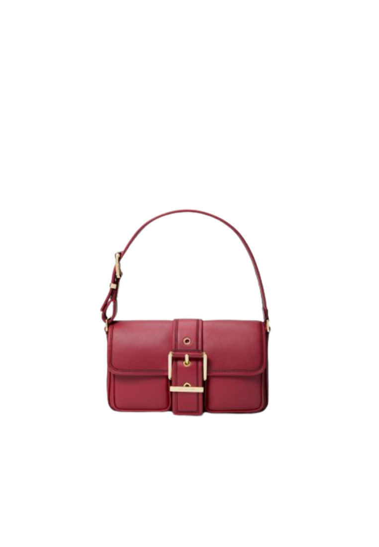 ( PREORDER ) Michael Kors Colby Shoulder Bag Medium Leather Shoulder Bag In Deep Red 30S4GBAL2L