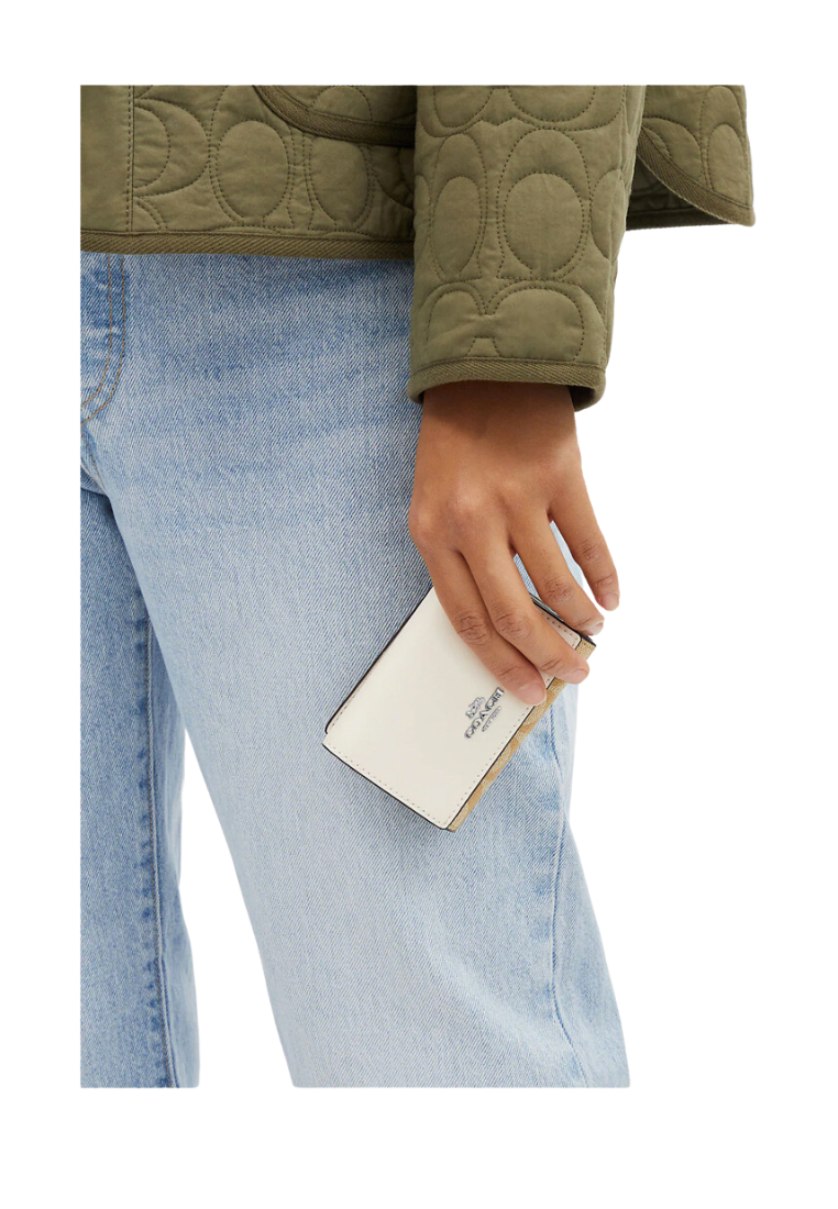 Coach Micro Wallet Signature Canvas In Light Khaki Chalk CM761
