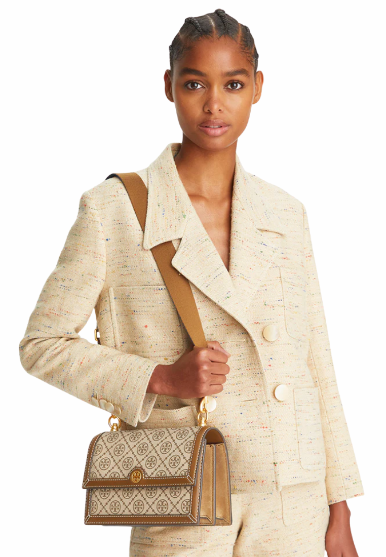 Tory Burch T Monogram Jacquard Crossbody Bag In Hazelnut 155127