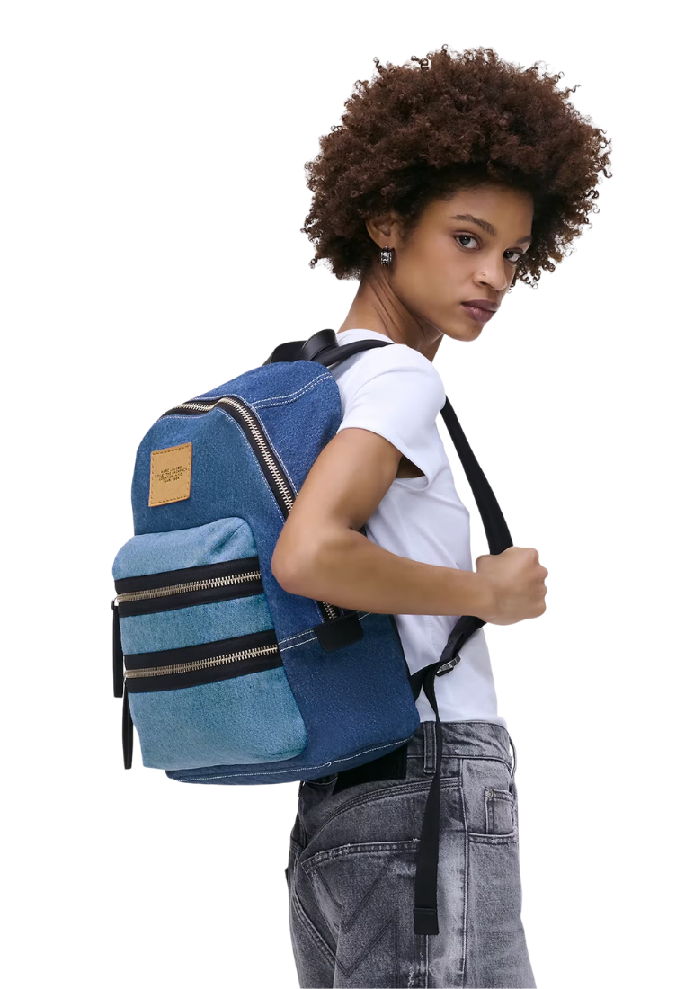 Marc Jacobs The Biker Colorblock Denim Large Backpack In Indigo Multi 2P5HBP003H03