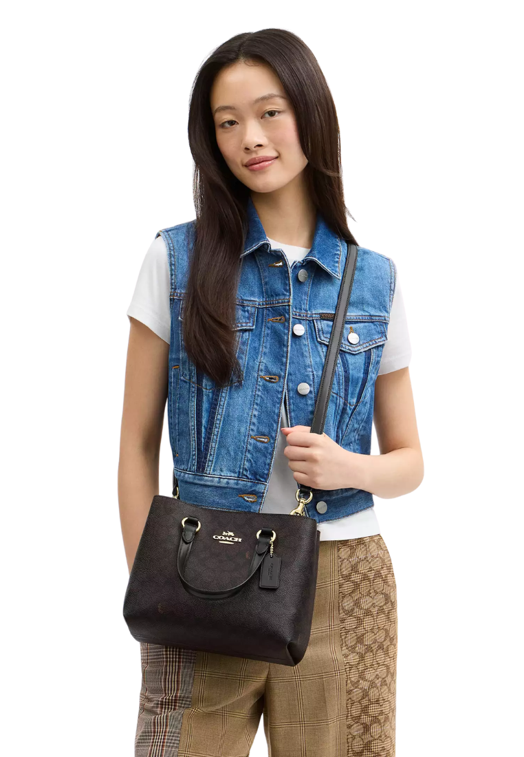 Coach Station Carryall Handbag In Walnut Black CET31