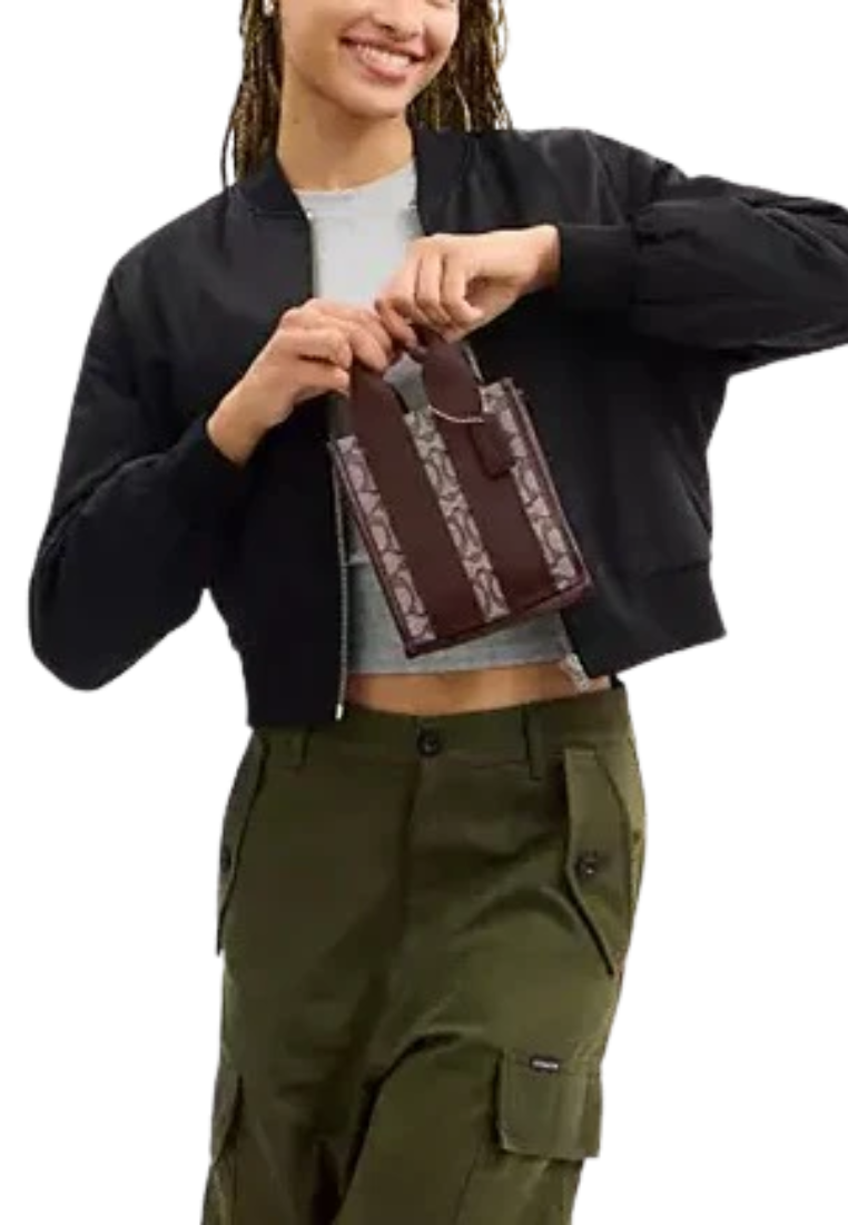 Coach Smith Mini Tote Bag In Signature Jacquard In Oak Maple CCL75