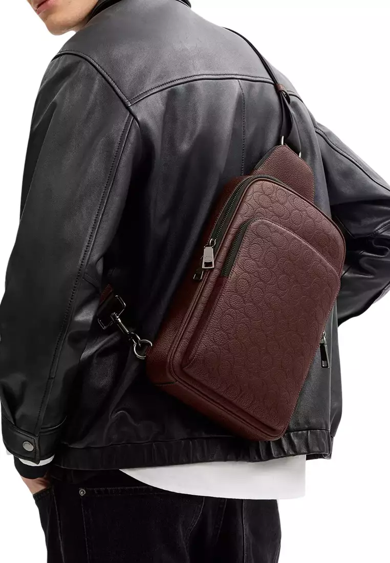 Coach Ethan Sling Bag Pack In Signature Leather In Maple CDC68