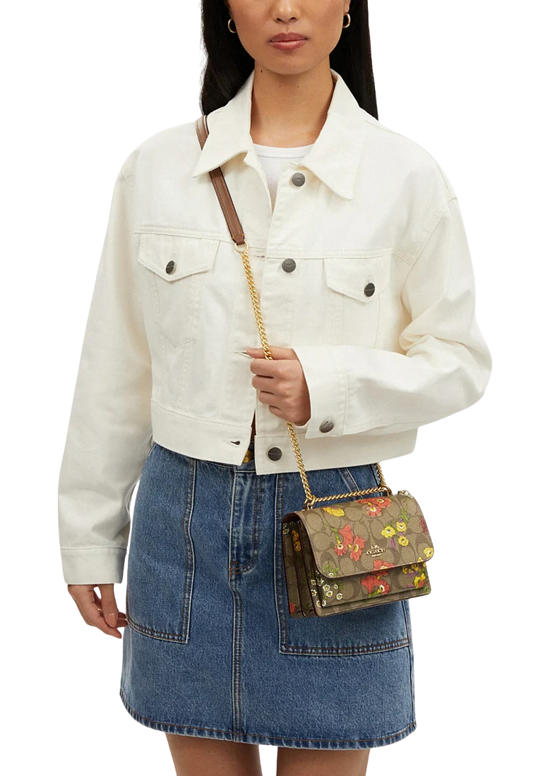 Coach Mini Klare Shoulder Bag In Signature Canvas With Floral Print In Khaki Multi CR170