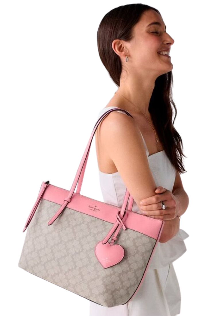 Kate Spade All Day Spade Flower Tote Bag With Charm In Dark Beige KO143