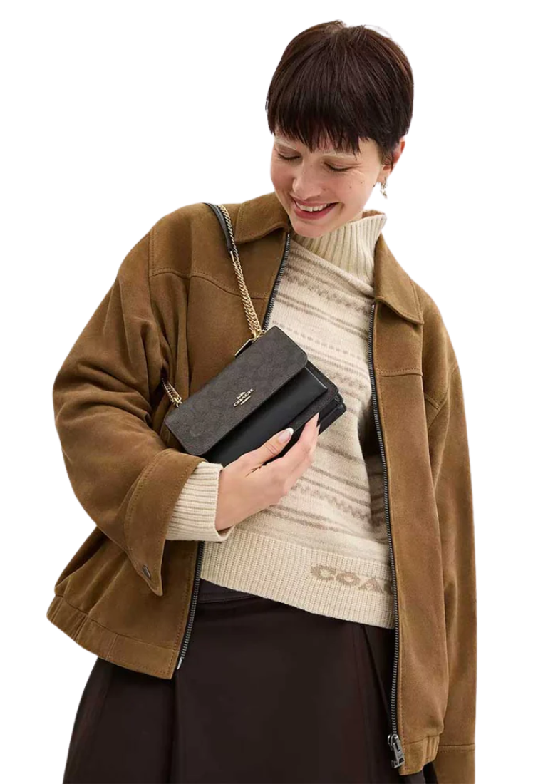 Coach Mini Klare Crossbody Bag Signature Canvas In Walnut Black CW206