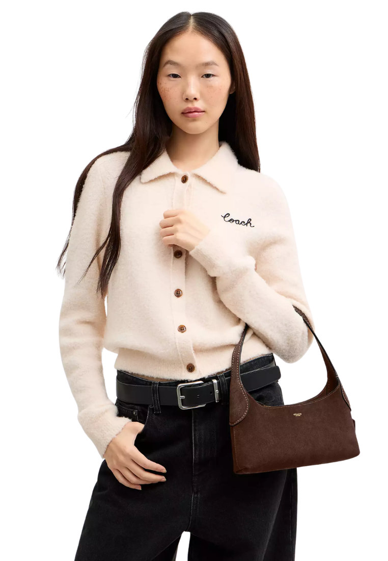 ( PREORDER ) Coach Brooklyn Suede 26 Shoulder Bag In Dark Chocolate CFT42