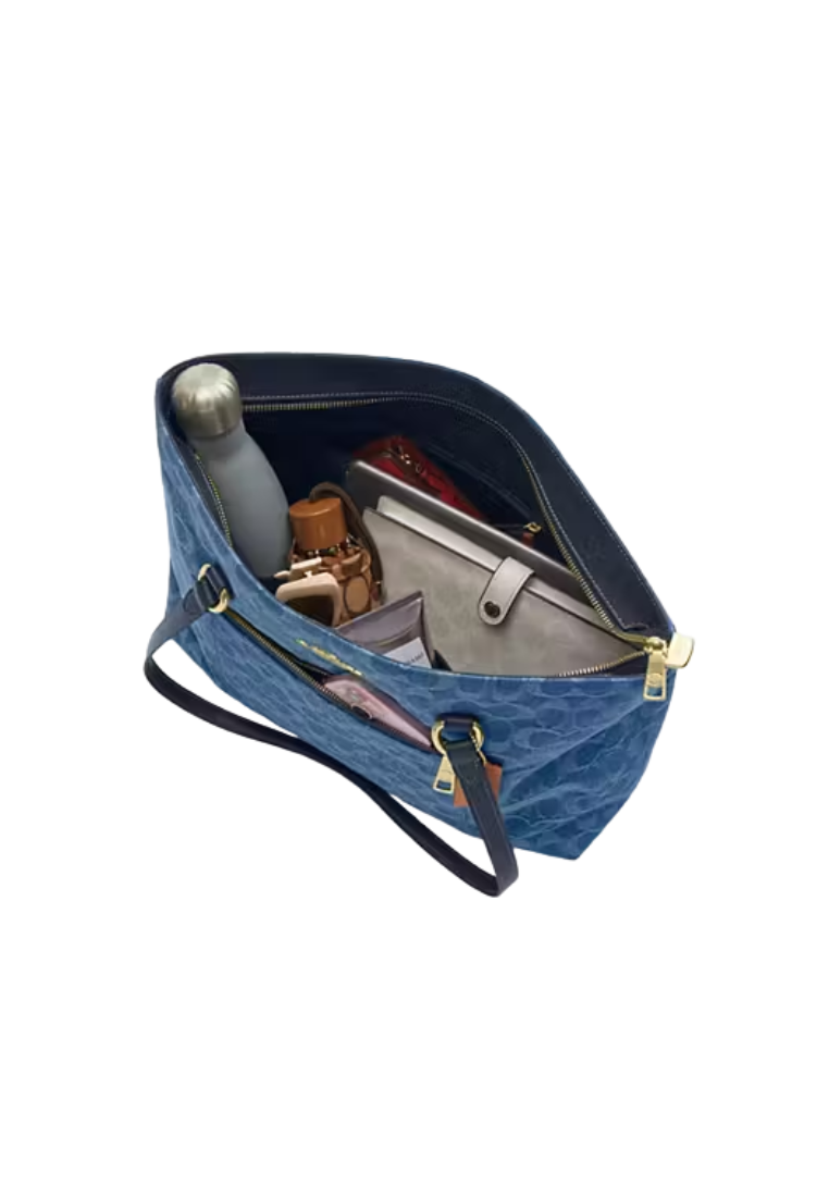 Coach Station Tote Bag In Signature Denim In Indigo CDB88