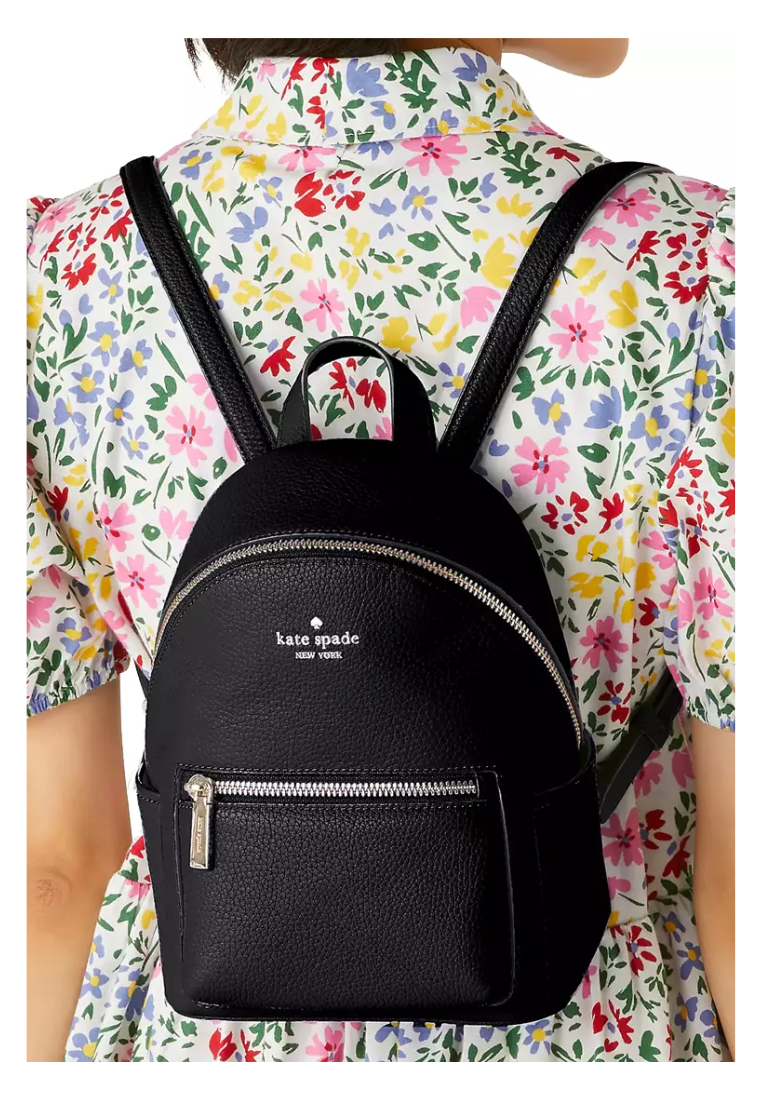 Kate Spade Leila Pebbled Leather Mini Dome Backpack In Black KB650