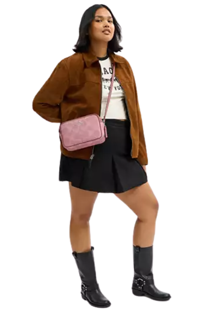 Coach Jamie Camera Bag in Maxi Signature Canvas In Dusty Pink CCK73