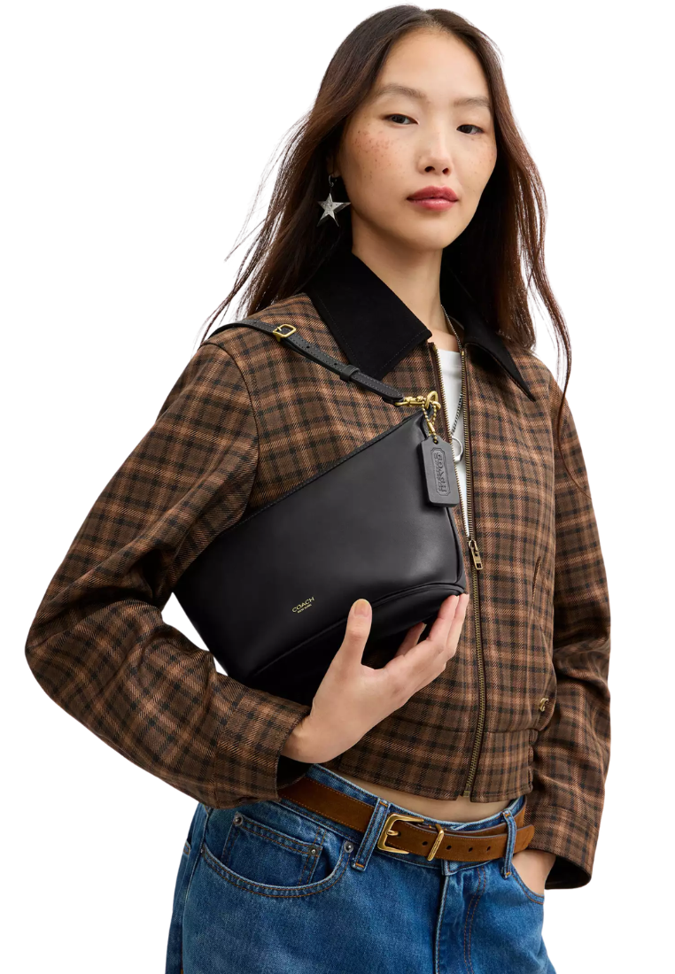 ( PREORDER ) Coach Demi Glovetan Leather Shoulder Bag In Black CFT98