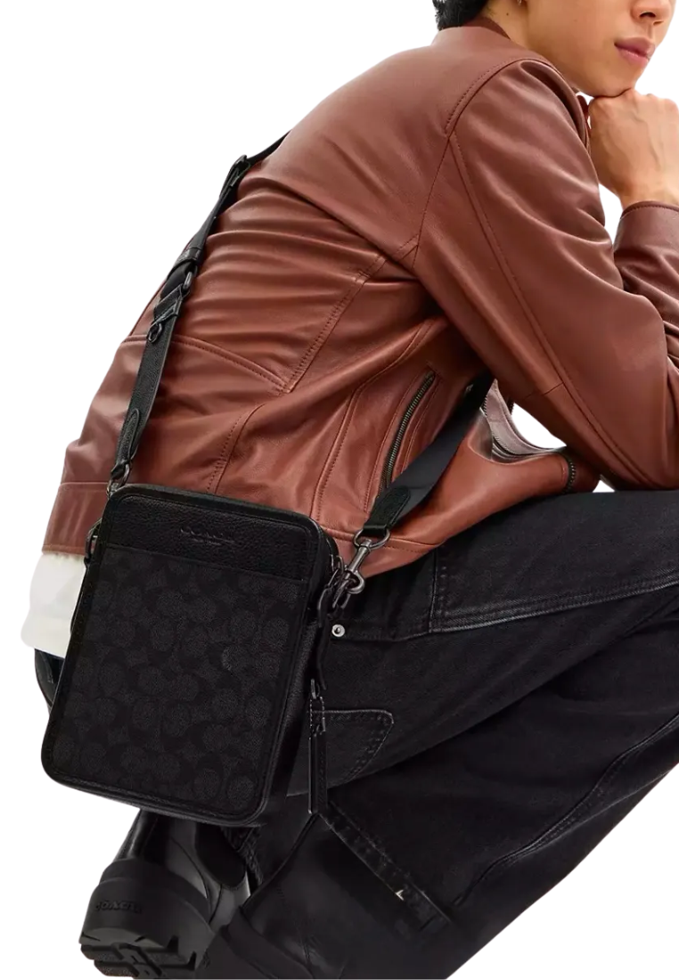 Coach Sullivan Crossbody Bag Signature Canvas In Charcoal Black CAT78