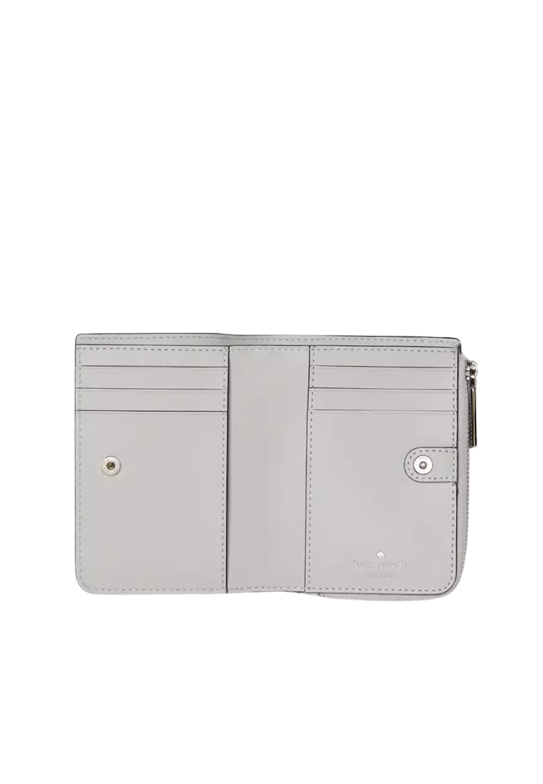 Kate Spade Madison Croc Embossed Small L-Zip Wallet In Silver KM622