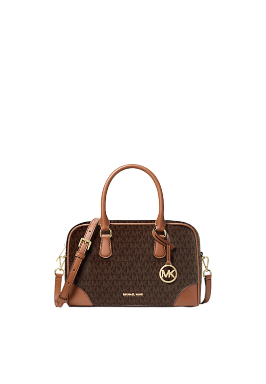 ( PREORDER ) Michael Kors Thompson Medium Signature Logo Satchel Bag In Brown 35F5G7OS6B