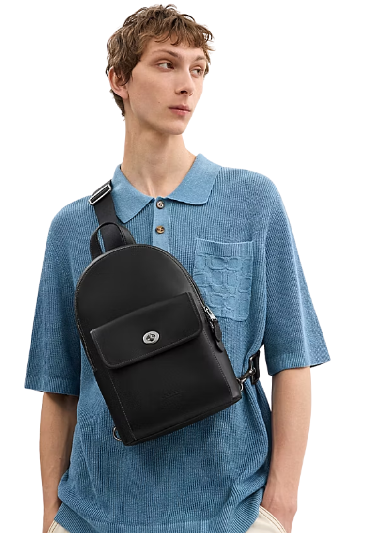 Coach Turnlock Sling Bag In Black CAJ72