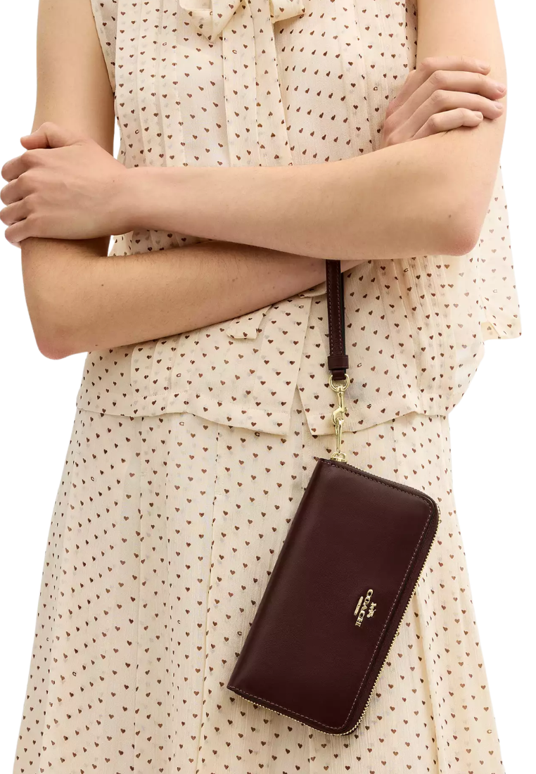Coach Long Zip Around Wallet In Maple CEC19