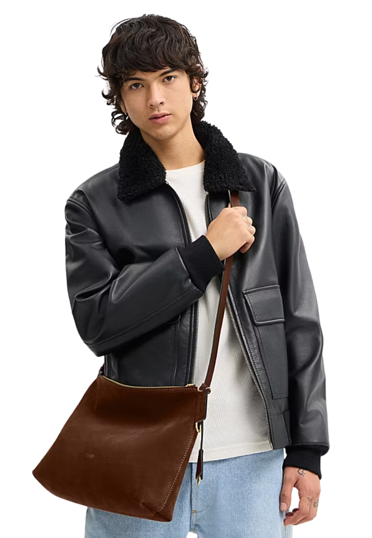 ( PREORDER ) Coach Mott 33 Suede Messenger Bag In Dark Chocolate CCW77