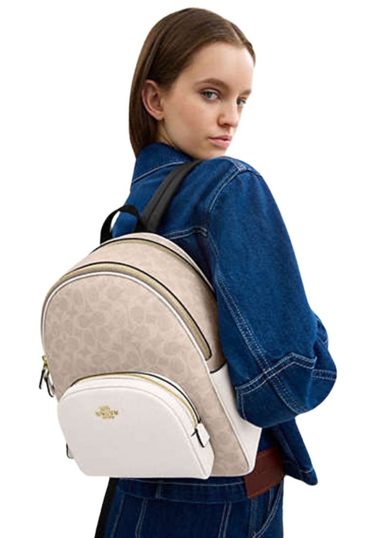 Coach Court Backpack Signature Canvas In Sand Chalk CZ176