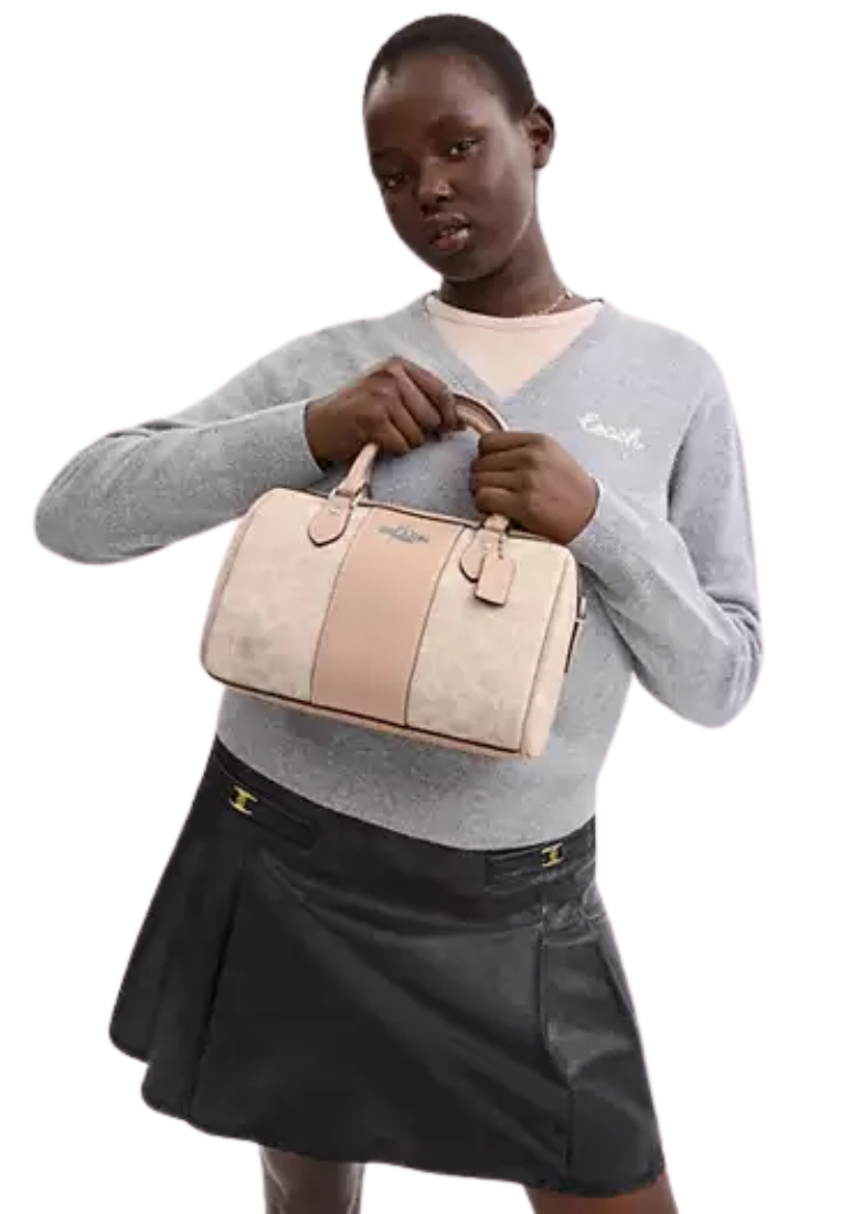 Coach Rowan Signature Canvas Satchel Bag In Sand Taupe CW376