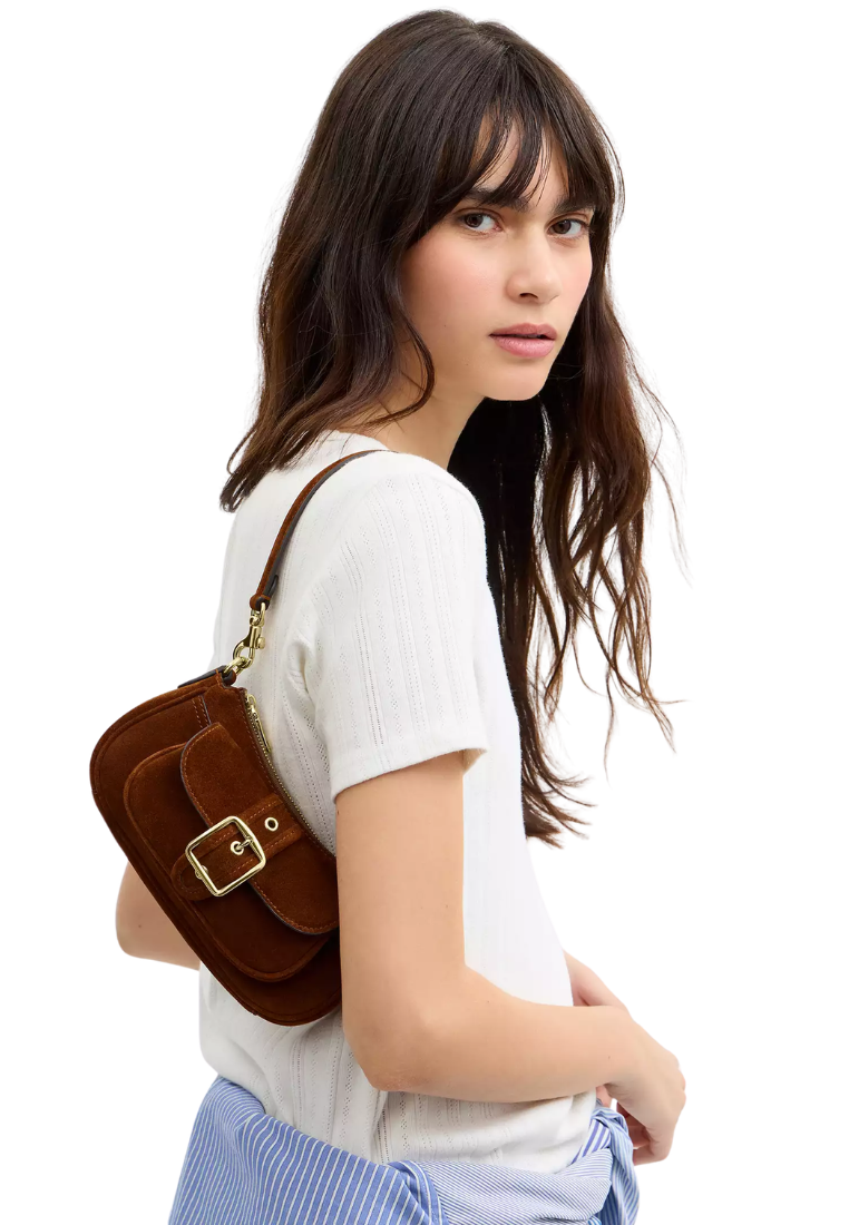Coach Ashton Suede Mini Shoulder Bag In Warm Brown CFA50