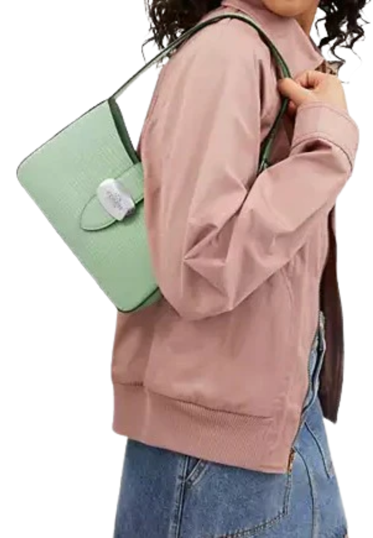Coach Eliza Lizard Embossed Shoulder Bag In Pale Green CR107