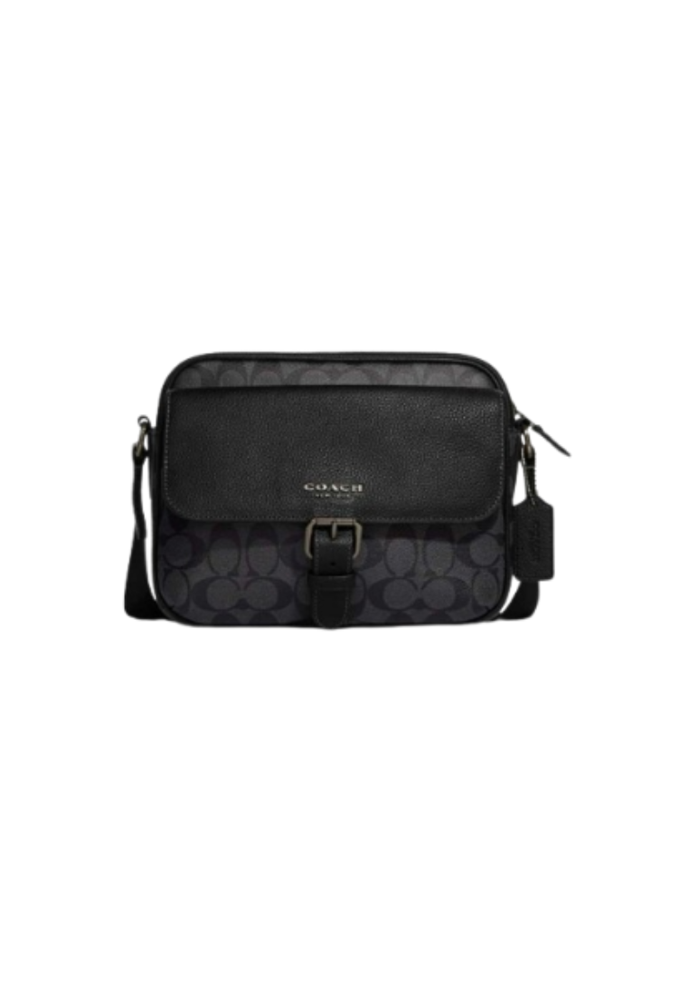 Coach Hudson Crossbody CB846 With Signature Canvas In Charcoal Black