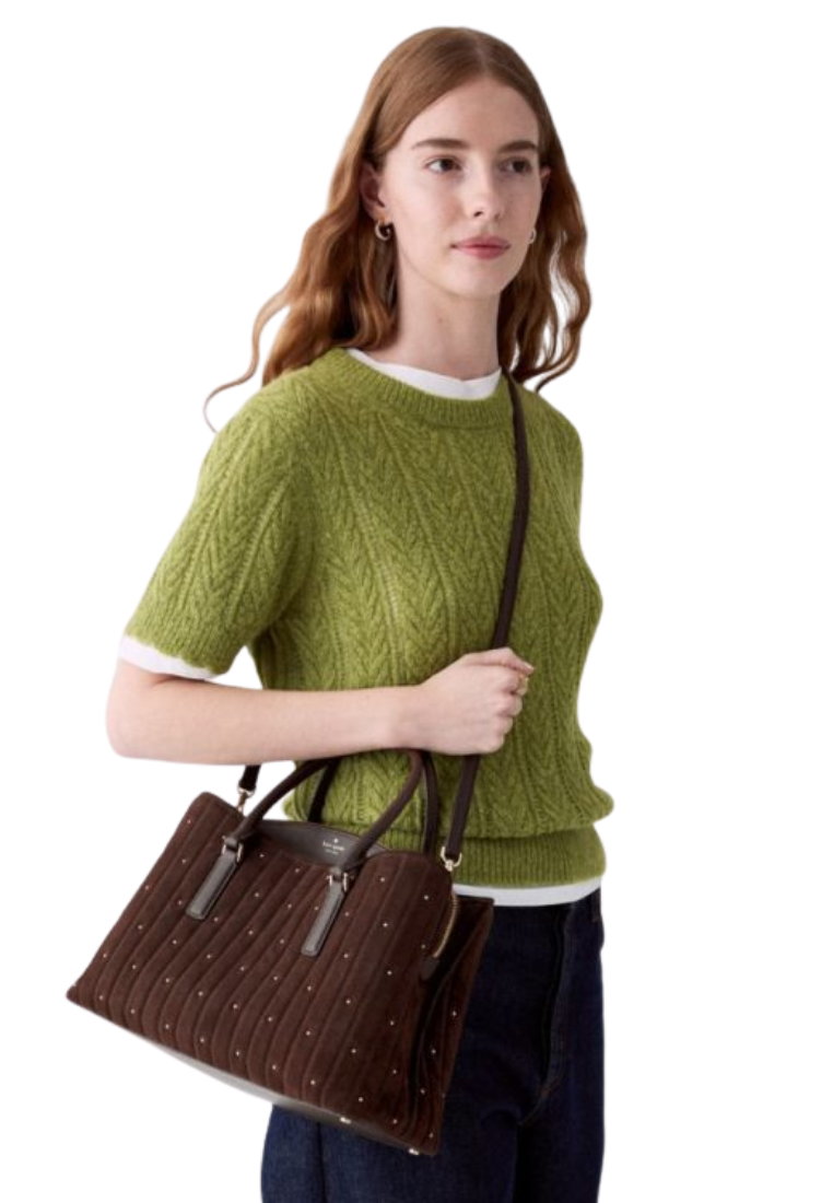 Kate Spade Thompson Street Quilted Suede Satchel Bag In Hot Fudge KP184