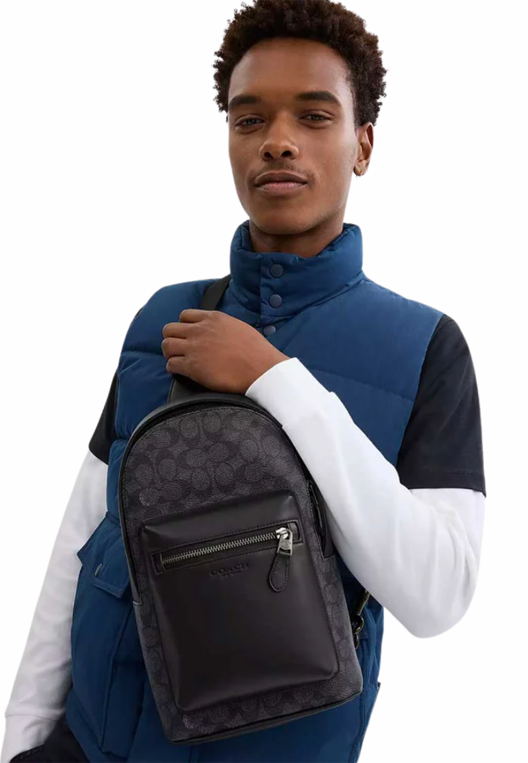 Coach West Pack Crossbody Bag In Charcoal Black CV924