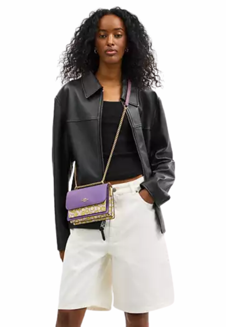 Coach Mini Klare Crossbody Bag Colorblock With Floral Print In Lilac Multi CBM62