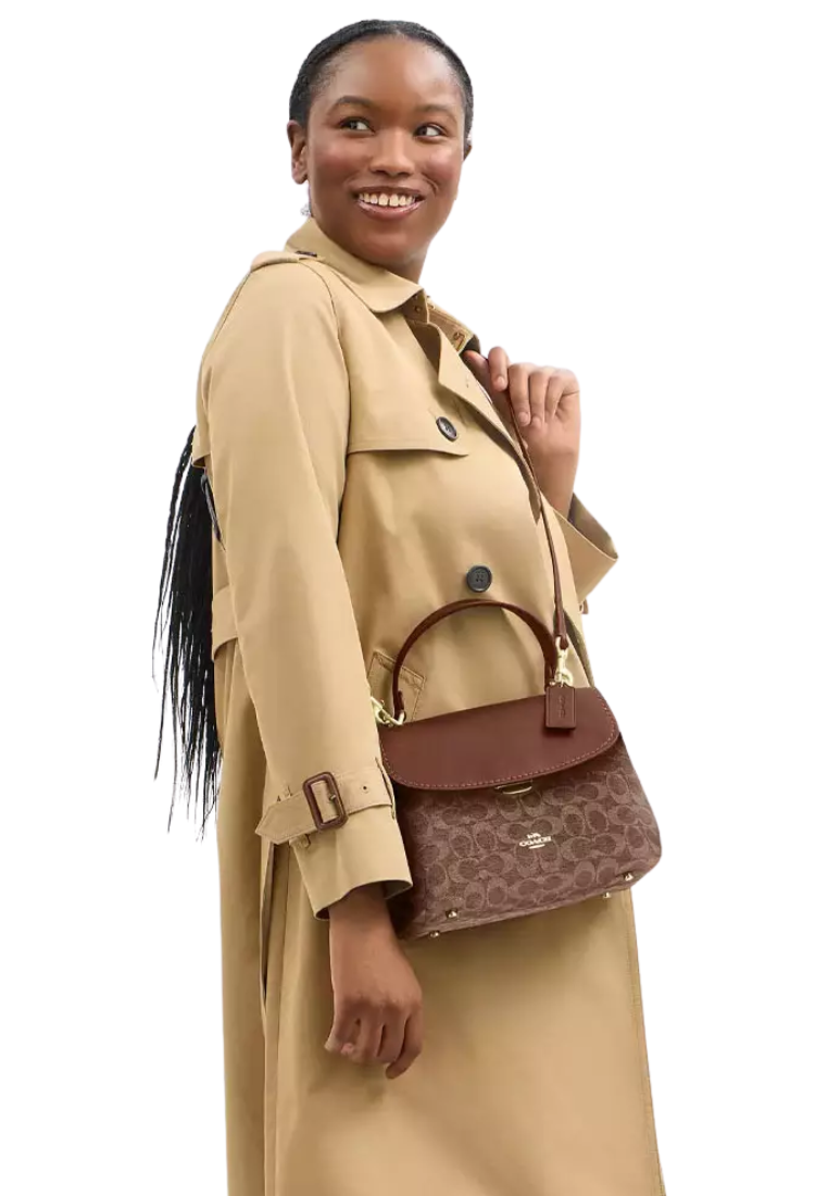 Coach Emory Top Handle In Signature Chenille In Light Khaki Vintage Brown CDB08