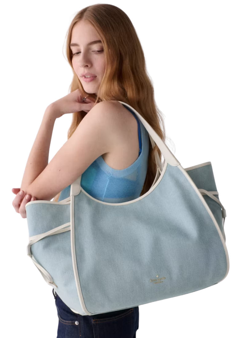 Kate Spade Stash Carryall Bag Denim Large In Blue Multi KN679