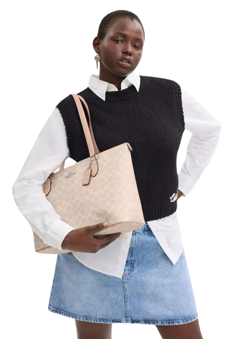 AS IS Coach Gallery Tote Bag Signature Canvas In Sand Taupe CW381 Fashrevo