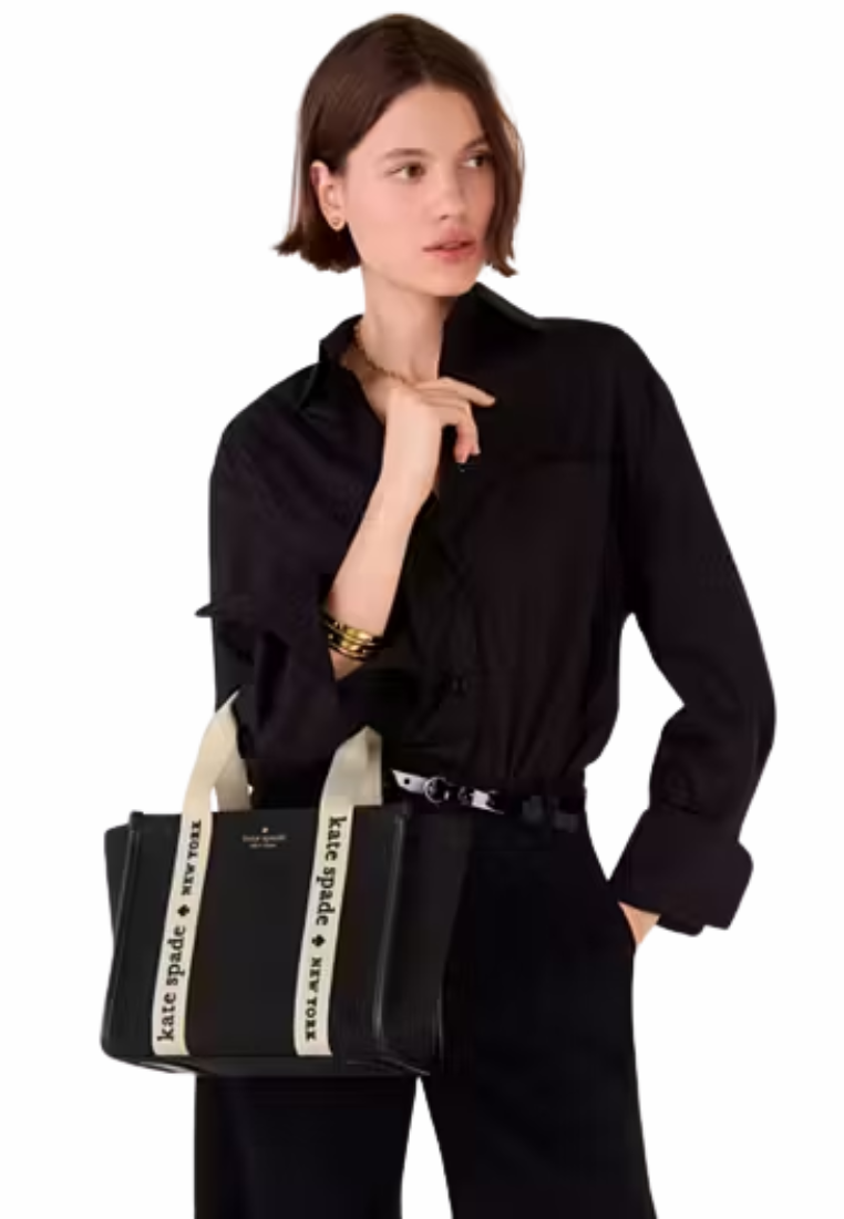 Kate Spade KIP Canvas Small Tote Bag In Black KG767