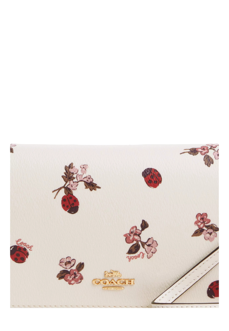 ( PREORDER ) Coach Anna Foldover 
 Crossbody Bag With Ladybug Floral Print In Gold Chalk Multi


 CU267