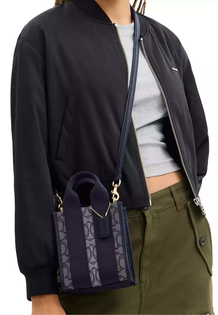 Coach Smith Mini Tote Bag In Signature Jacquard In Midnight Navy CCL75