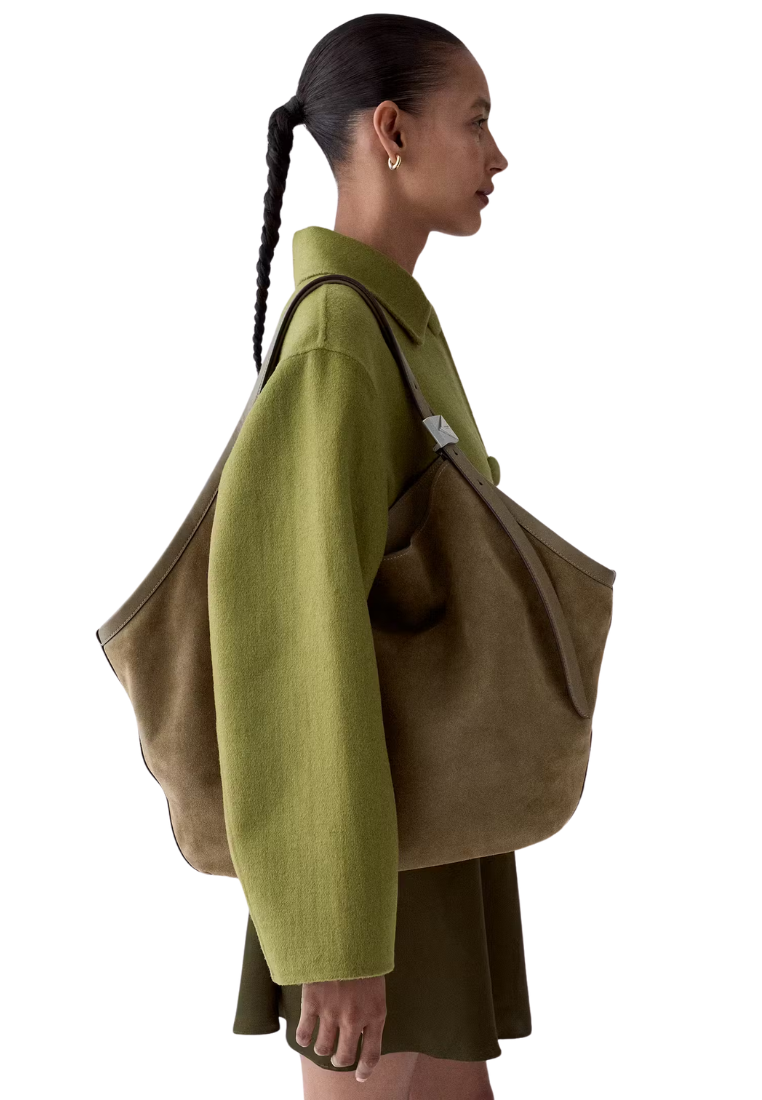 ( PREORDER ) Kate Spade Deco Suede Tote Bag In Driftwood KN023