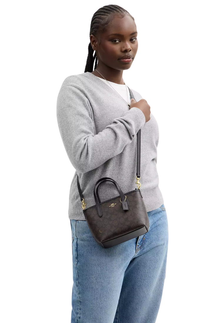 ( PREORDER ) Coach City Mini Tote Bag In Walnut Black CW032