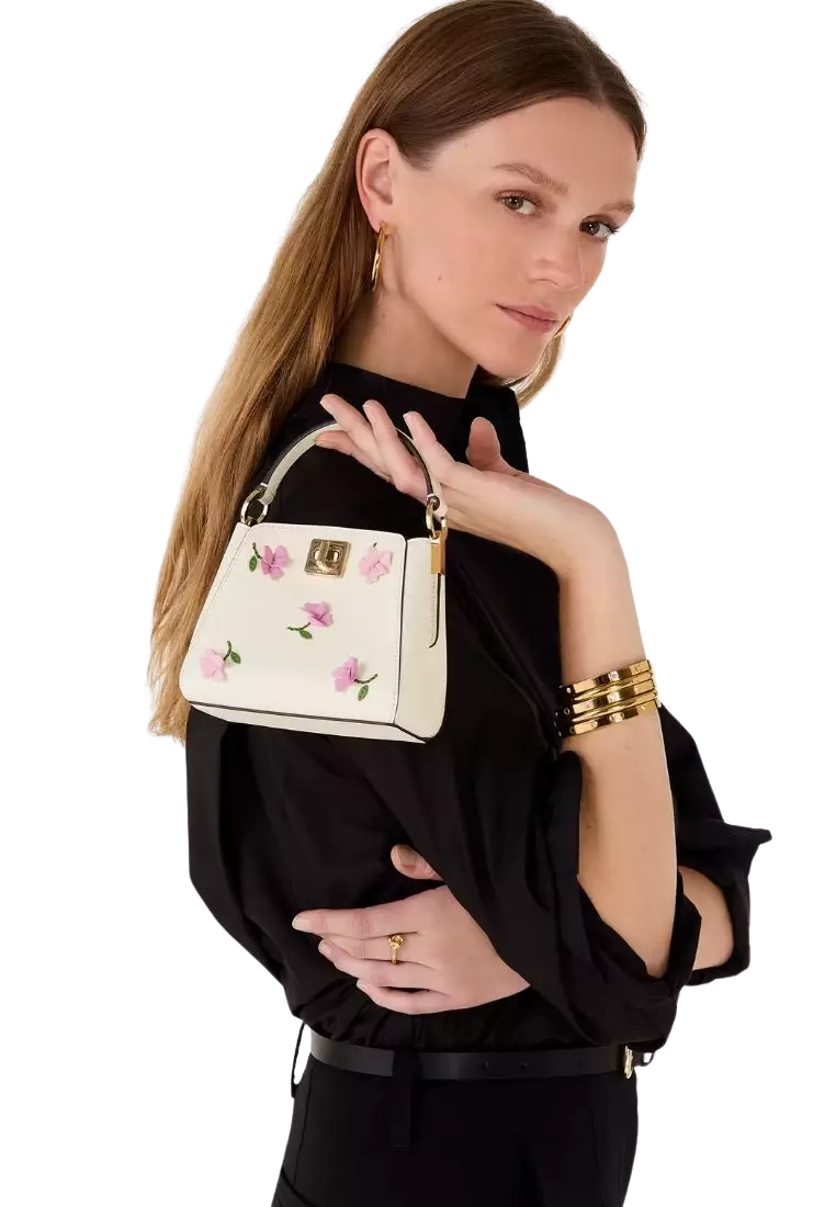 Kate Spade Phoebe Floral Applique Mini Top Handle In Meringue KK139