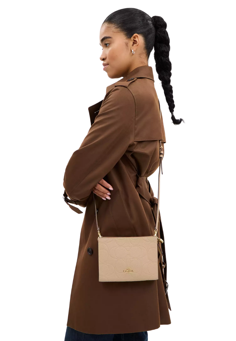 Coach Slim Crossbody Bag in Signature Leather In Oat CCI75