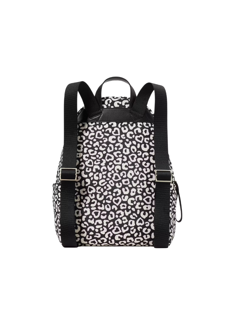 Kate Spade Chelsea Leopard Heart Medium Backpack In Black Multi KF388