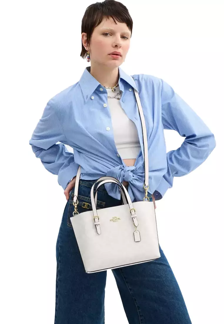 Coach Mollie 25 Tote Bag in Signature Canvas In White Chalk CV965