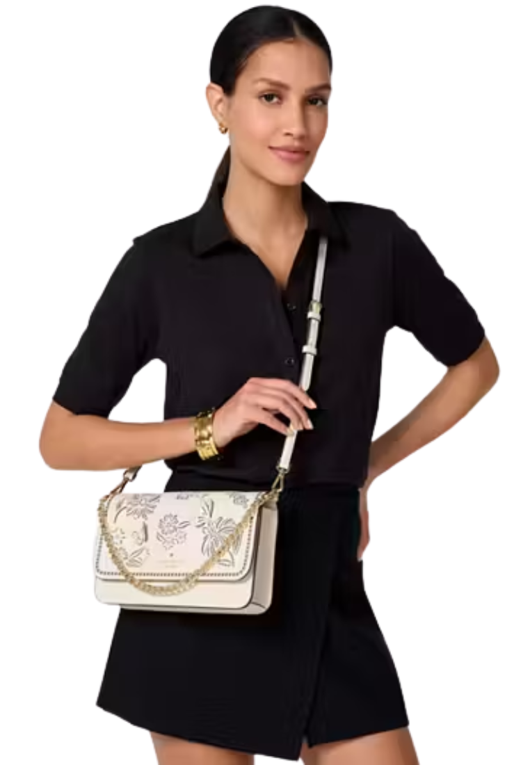 Kate Spade Madison Perforated Willow Convertible Shoulder Bag In Meringue KL036