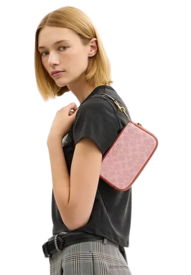 Coach Plaza Bag 18 Shoulder Bag In Signature Canvas In Melon Pink CCD38