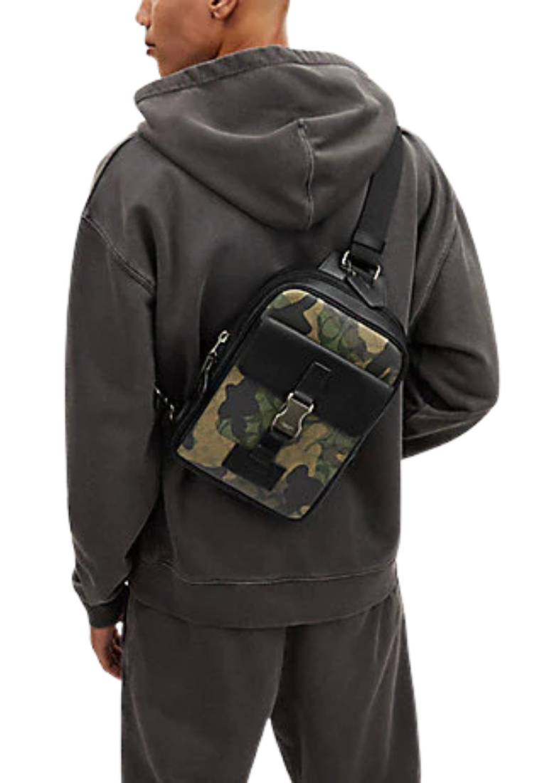 Coach Track Backpack Signature Canvas Camo Print In Green Multi CL944