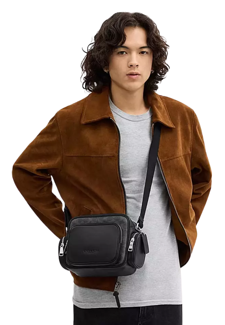 Coach Fletcher Crossbody Bag In Signature Canvas In Black Signature CEA25