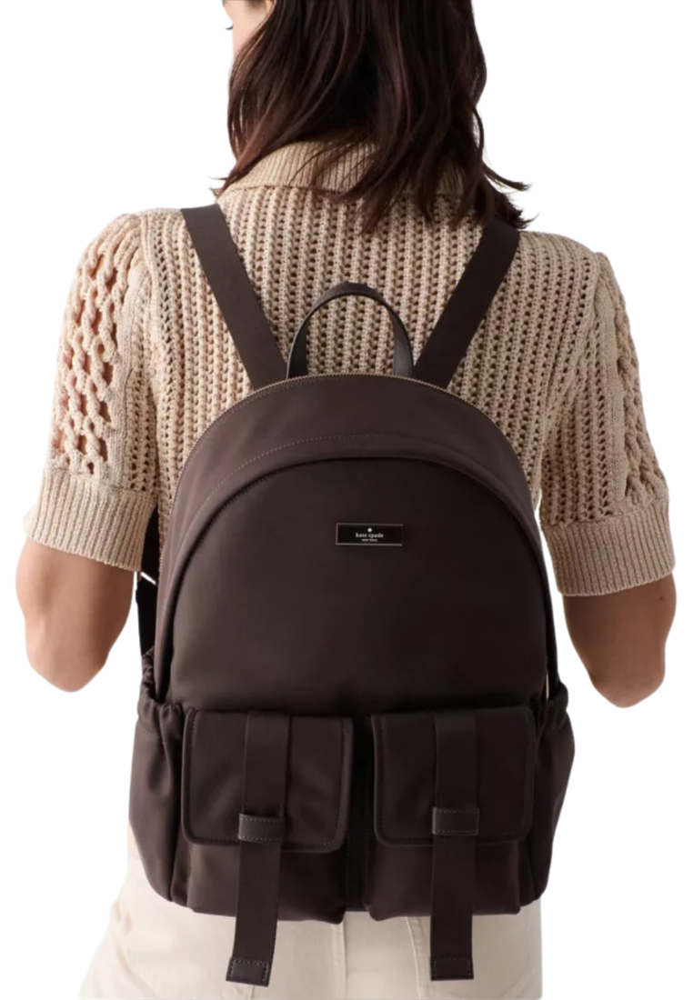 Kate Spade Carter Ksnyl Cargo Large Backpack In Hot Fudge KN670